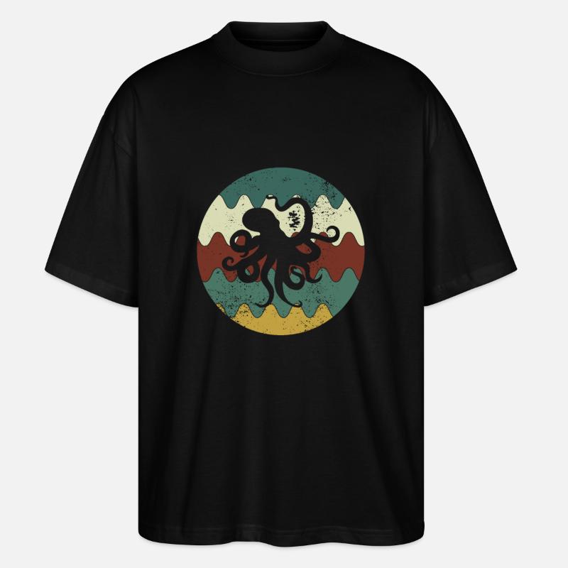 Octopus Retro - Stanley/Stella Oversized Unisex Organic T-shirt Blaster 2.0 - black