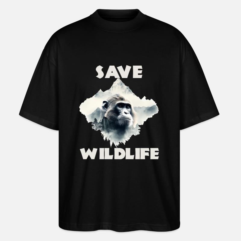 Save wildlife Schimpanse - Stanley/Stella Oversized Unisex Bio T-Shirt Blaster 2.0 - Schwarz