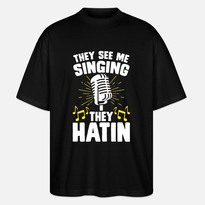 Singen Sänger Karaoke - Stanley/Stella Oversized Unisex Bio T-Shirt Blaster 2.0 - Schwarz