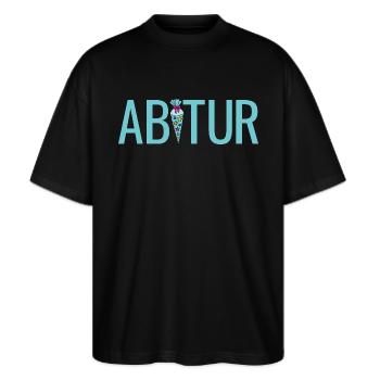 Abitur Schultüte Gymnasium Tüte Zuckertüte Abi - Stanley/Stella Oversized Unisex Bio T-Shirt Blaster 2.0 - Schwarz - Vorne - Alina (178cm) & Michal (187cm)