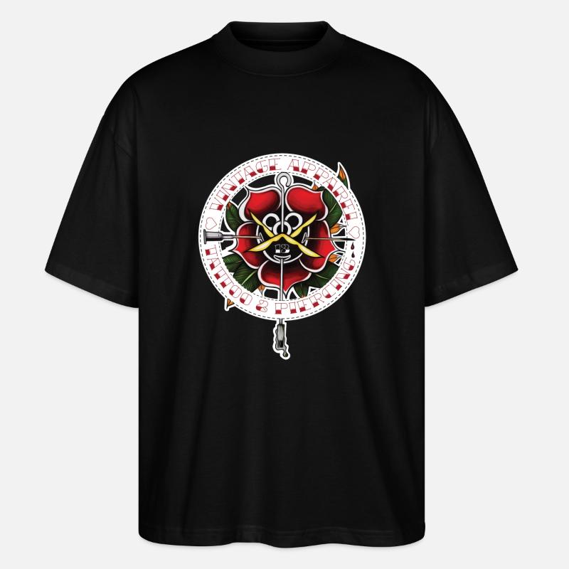 Tatouage Vintage Rose - T-shirt bio Blaster 2.0 coupe oversize Stanley/Stella Unisexe - noir