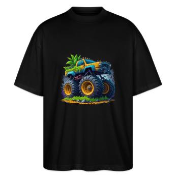 Monster truck - T-shirt bio Blaster 2.0 coupe oversize Stanley/Stella Unisexe - noir - Devant - Alina (178cm) & Michal (187cm)