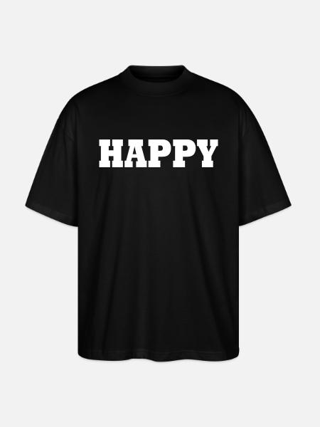 Happy - Stanley/Stella Oversized Unisex Bio T-Shirt Blaster 2.0 - Schwarz