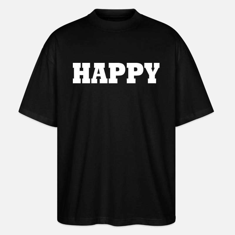 Happy - Stanley/Stella Oversized Unisex Bio T-Shirt Blaster 2.0 - Schwarz