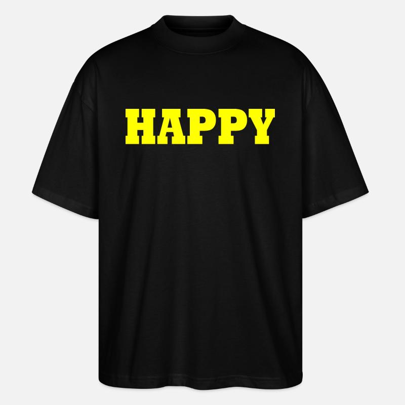 Happy - Stanley/Stella Oversized Unisex Bio T-Shirt Blaster 2.0 - Schwarz