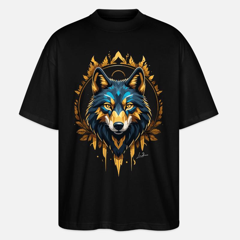 Loup or géométrique - T-shirt bio Blaster 2.0 coupe oversize Stanley/Stella Unisexe - noir
