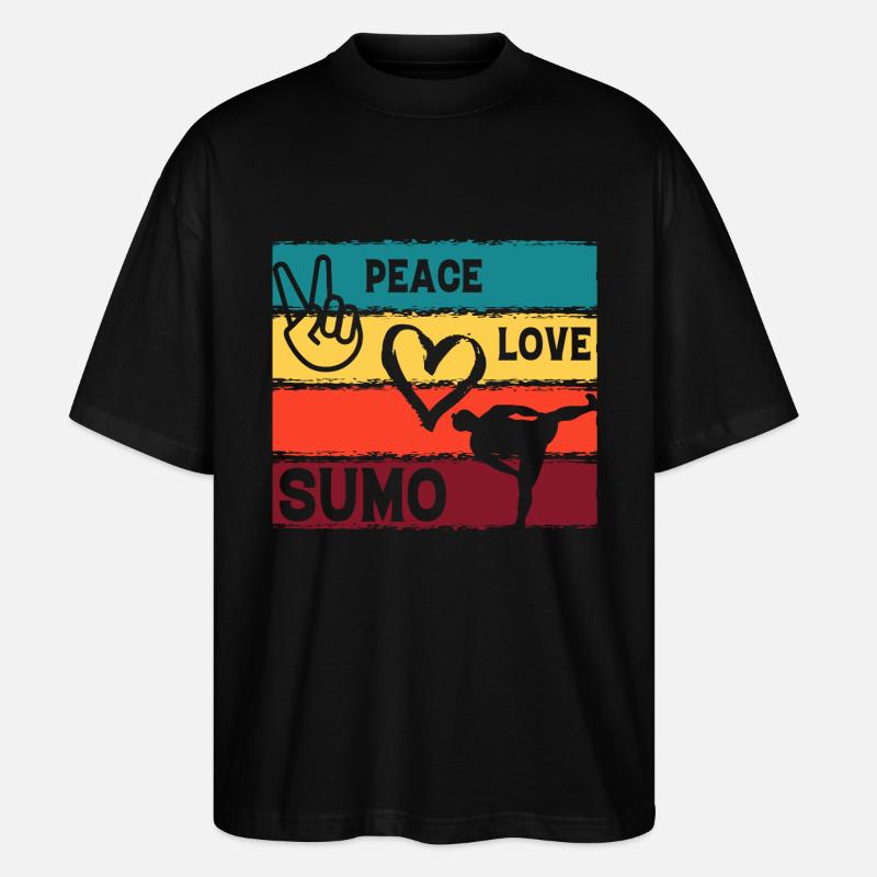 Frieden Liebe Sumo - Stanley/Stella Oversized Unisex Bio T-Shirt Blaster 2.0 - Schwarz