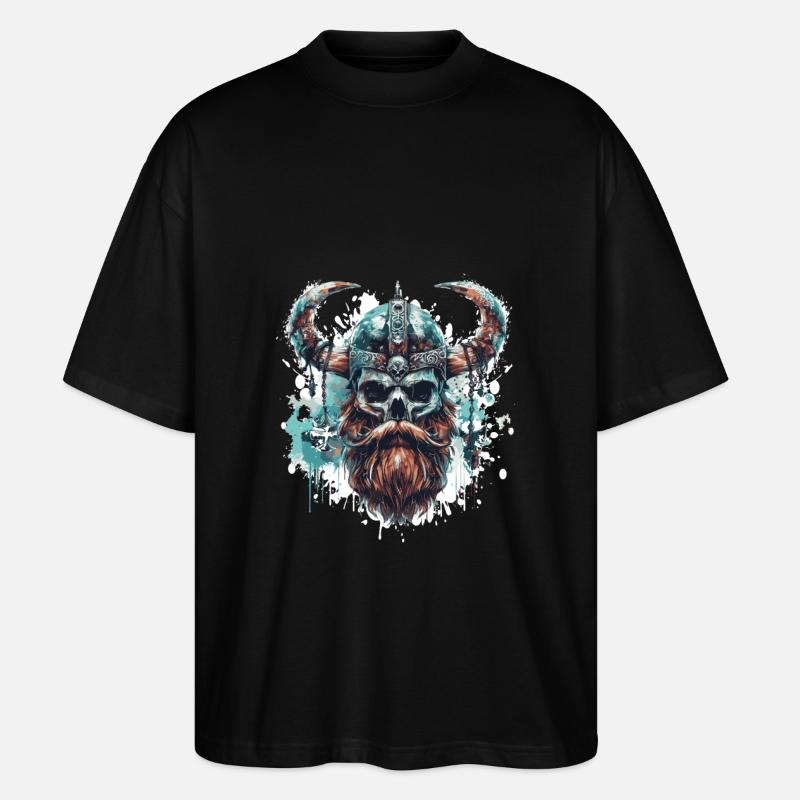 Viking Skull - Stanley/Stella Oversized Unisex Organic T-shirt Blaster 2.0 - black