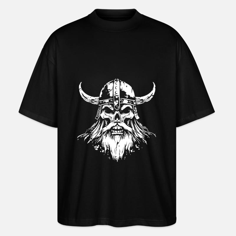 Wikinger Skull - Stanley/Stella Oversized Unisex Bio T-Shirt Blaster 2.0 - Schwarz