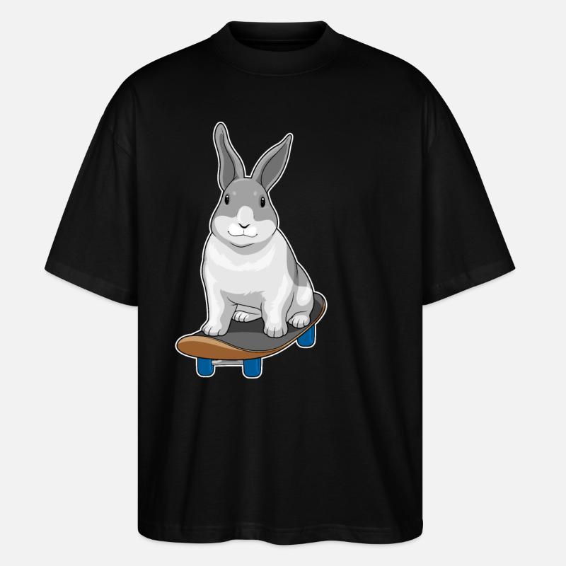 Rabbit Skater Skateboard - Stanley/Stella Oversized Unisex Organic T-shirt Blaster 2.0 - black