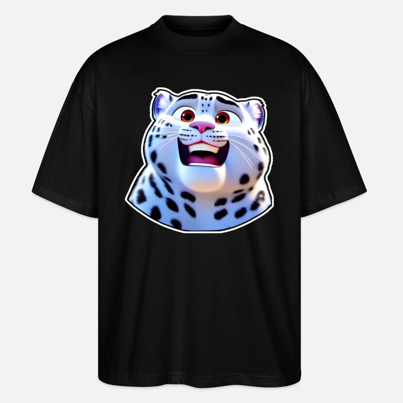 Niedlicher Schneeleopard im Comic Style - Stanley/Stella Oversized Unisex Bio T-Shirt Blaster 2.0 - Schwarz