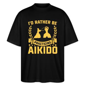 Jeg vil hellere træne Aikido - Stanley/Stella Oversize Unisex Øko T-shirt Blaster 2.0 - sort - Foran - Alina (178cm) & Michal (187cm)