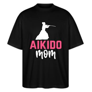 Aikido Mor - Stanley/Stella Oversize Unisex Øko T-shirt Blaster 2.0 - sort - Foran - Alina (178cm) & Michal (187cm)