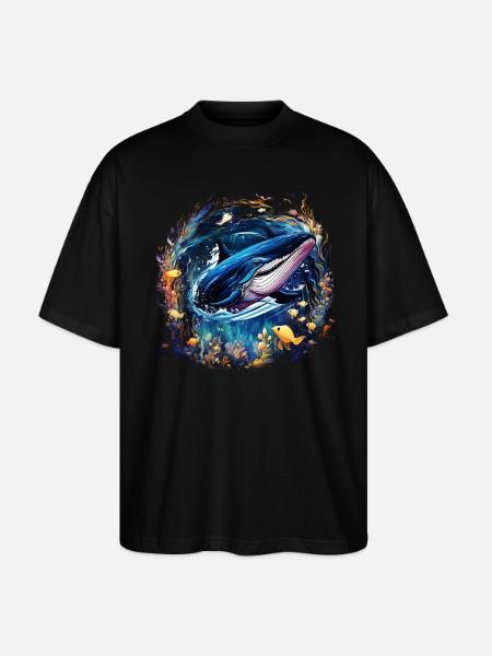 Baleine bleue - T-shirt bio Blaster 2.0 coupe oversize Stanley/Stella Unisexe - noir