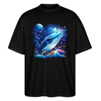 Blauwal - Stanley/Stella Oversized Unisex Bio T-Shirt Blaster 2.0 - Schwarz - Vorne - Alina (178cm) & Michal (187cm)