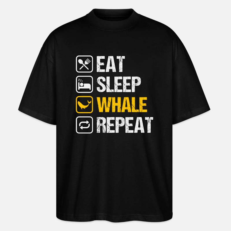 Mangez dormir Baleine Répéter - T-shirt bio Blaster 2.0 coupe oversize Stanley/Stella Unisexe - noir
