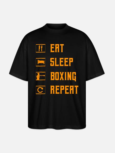Eat Sleep Boxing Repeat - Stanley/Stella Oversized Unisex Organic T-shirt Blaster 2.0 - black