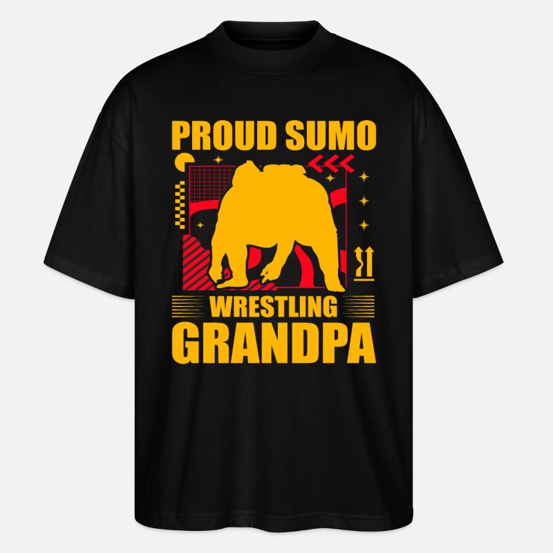 Stolzer Sumo-Ringer-Opa - Stanley/Stella Oversized Unisex Bio T-Shirt Blaster 2.0 - Schwarz