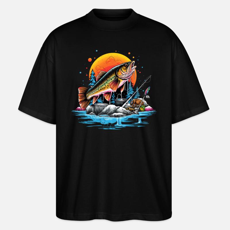 Bassfisch - Stanley/Stella Oversized Unisex Bio T-Shirt Blaster 2.0 - Schwarz