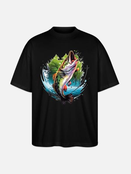 Bass Fish - Stanley/Stella Oversized Unisex Organic T-shirt Blaster 2.0 - black