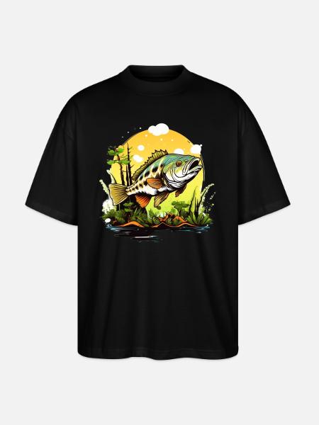Bass Fish - Stanley/Stella Oversized Unisex Organic T-shirt Blaster 2.0 - black