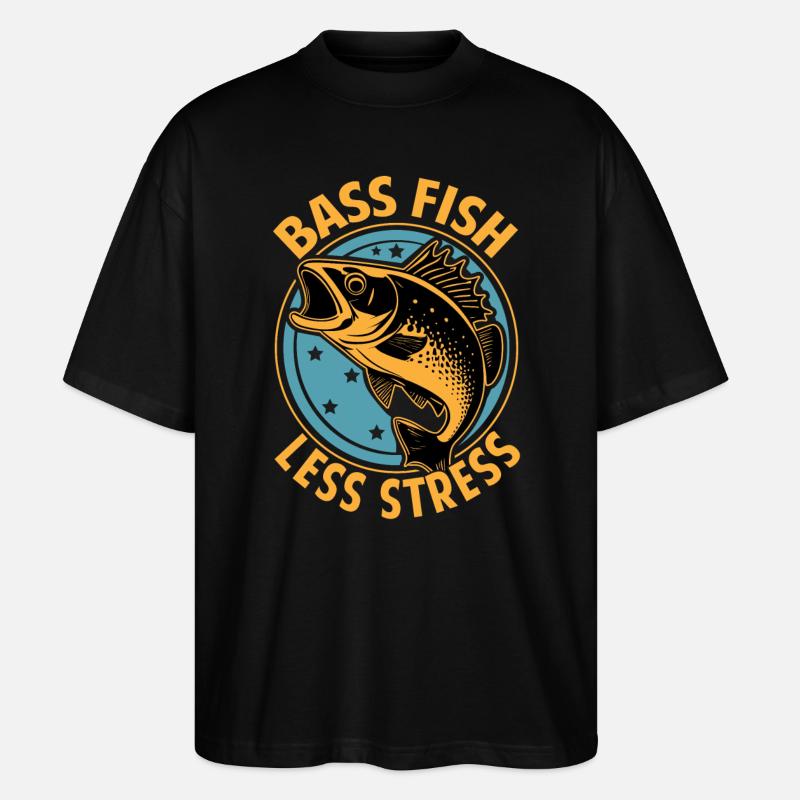 Bass Fish moins de stress - T-shirt bio Blaster 2.0 coupe oversize Stanley/Stella Unisexe - noir