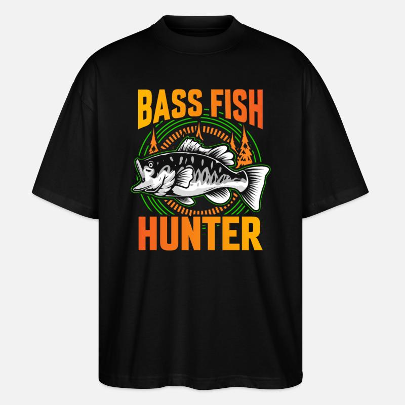 Chasseur de poissons d’achigan - T-shirt bio Blaster 2.0 coupe oversize Stanley/Stella Unisexe - noir