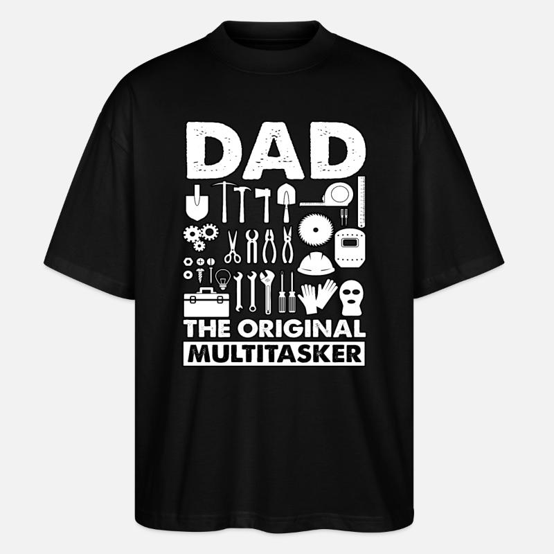 Papa le premier multitâche - T-shirt bio Blaster 2.0 coupe oversize Stanley/Stella Unisexe - noir