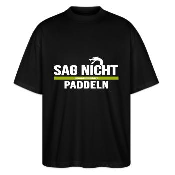 drachenboot chinesisches drachenboot-paddeln - Stanley/Stella Oversized Unisex Bio T-Shirt Blaster 2.0 - Schwarz - Vorne - Alina (178cm) & Michal (187cm)