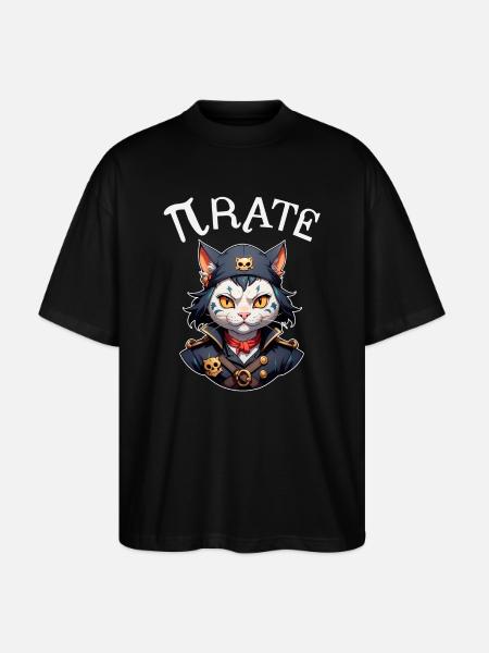 Pi day Pirate Cat - Stanley/Stella Oversized Unisex Organic T-shirt Blaster 2.0 - black