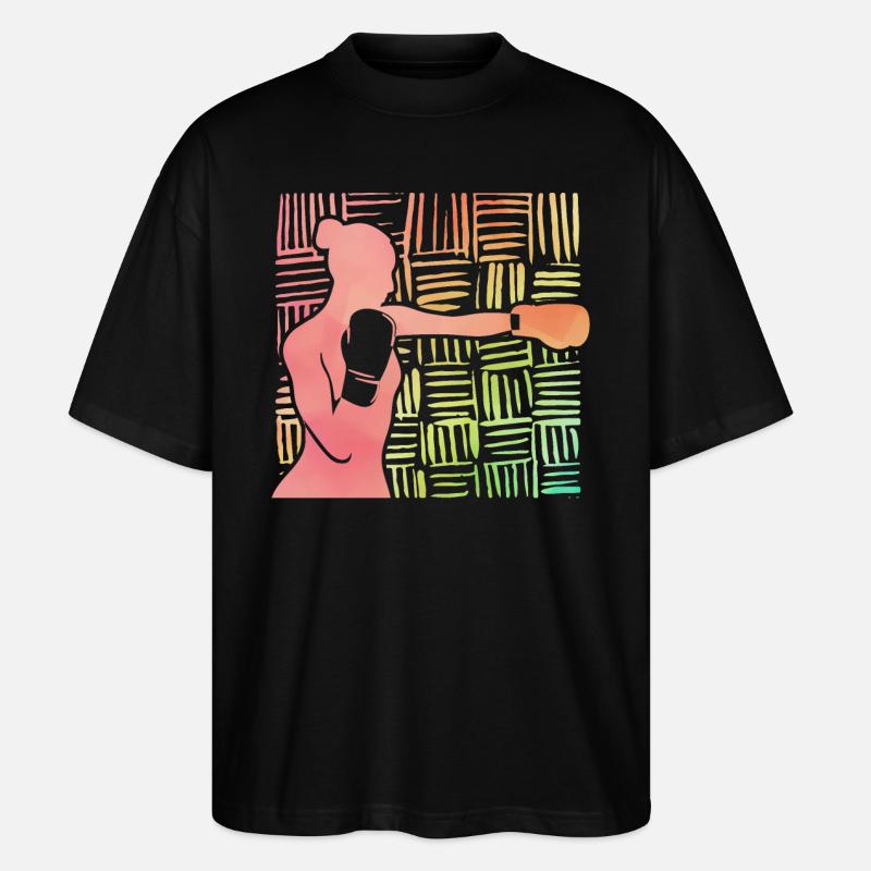 Boxende Frau - Stanley/Stella Oversized Unisex Bio T-Shirt Blaster 2.0 - Schwarz