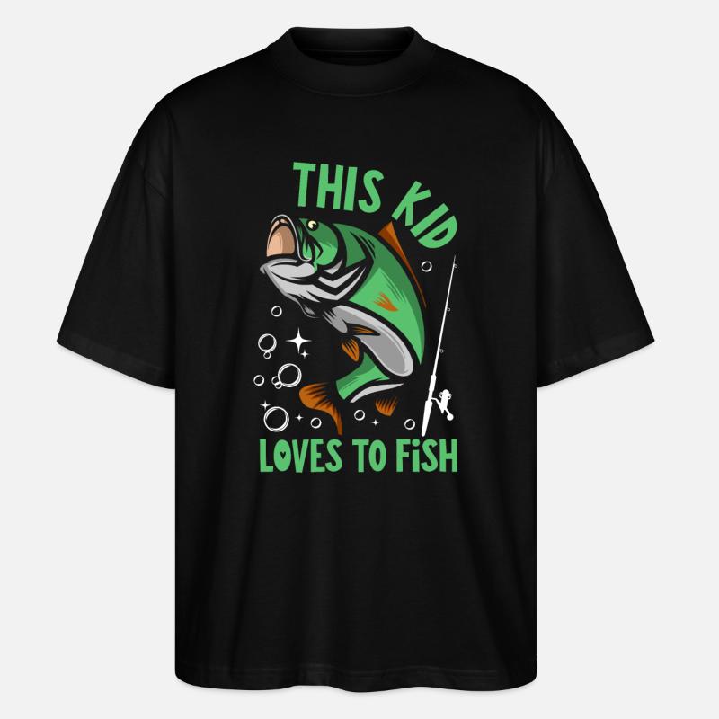 Cet enfant adore pêcher - T-shirt bio Blaster 2.0 coupe oversize Stanley/Stella Unisexe - noir