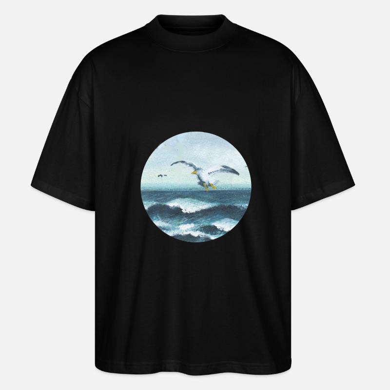 Möwen - Stanley/Stella Oversized Unisex Bio T-Shirt Blaster 2.0 - Schwarz