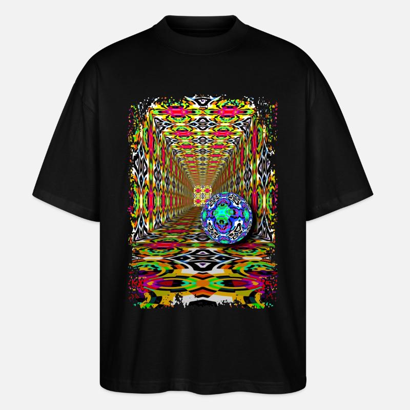 psychedelic kaleidoscope ball - Stanley/Stella Oversized Unisex Bio T-Shirt Blaster 2.0 - Schwarz