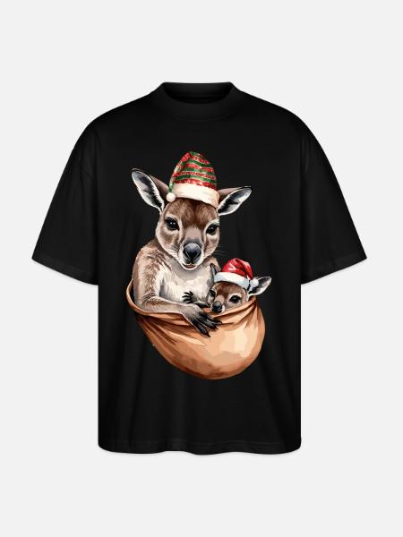 Christmas kangaroos - Stanley/Stella Oversized Unisex Organic T-shirt Blaster 2.0 - black