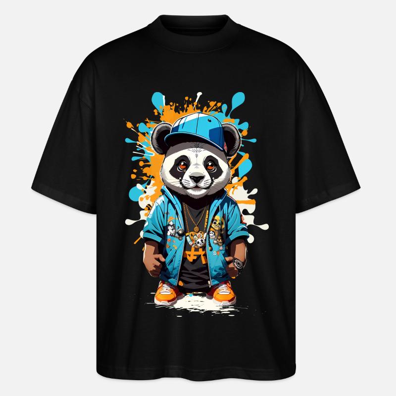 Panda Bär - Stanley/Stella Oversized Unisex Bio T-Shirt Blaster 2.0 - Schwarz