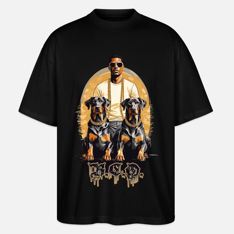 Rapper mit Dobermänner - Stanley/Stella Oversized Unisex Bio T-Shirt Blaster 2.0 - Schwarz