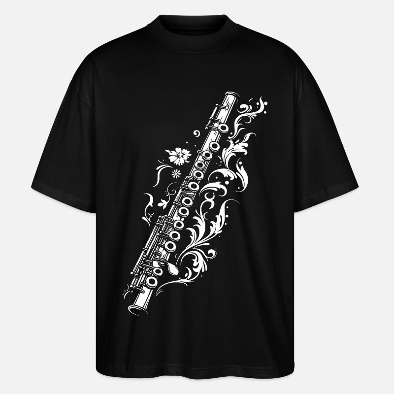 Flöte Zeichnung - Stanley/Stella Oversized Unisex Bio T-Shirt Blaster 2.0 - Schwarz