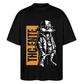 Duckin High – Urban Duck Art THC Ente - T-shirt bio Blaster 2.0 coupe oversize Stanley/Stella Unisexe - noir - Devant - Alina (178cm) & Michal (187cm)