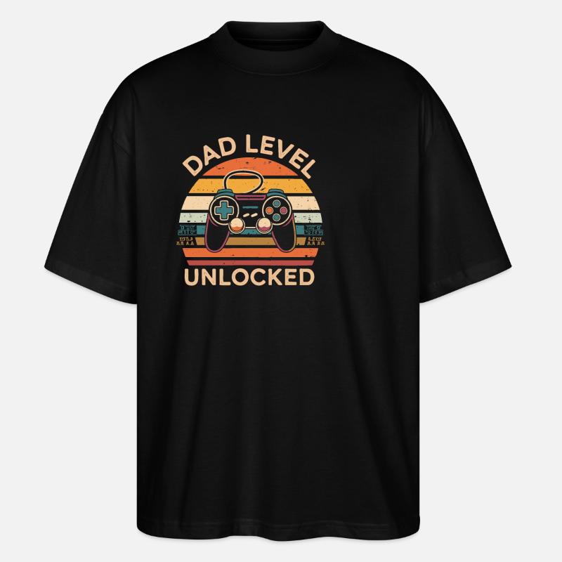 Niveau papa débloqué - T-shirt bio Blaster 2.0 coupe oversize Stanley/Stella Unisexe - noir