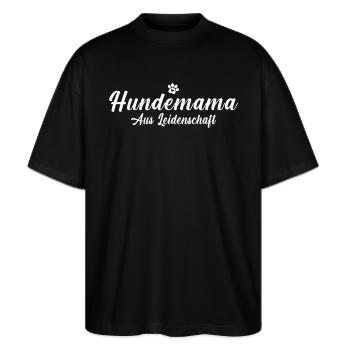 Hundemama aus Leidenschaft - Stanley/Stella Oversized Unisex Bio T-Shirt Blaster 2.0 - Schwarz - Vorne - Alina (178cm) & Michal (187cm)