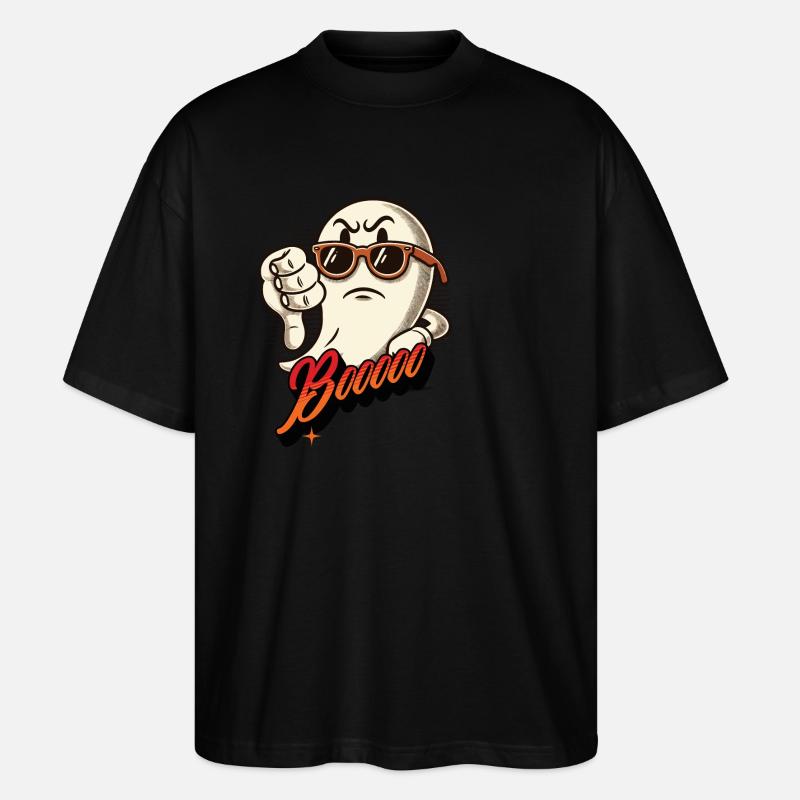 Booing Ghost Funny Ghost Design - Stanley/Stella Oversized Unisex Organic T-shirt Blaster 2.0 - black