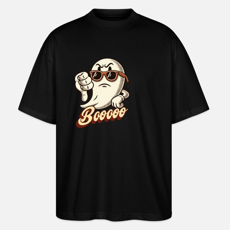 Booing Ghost Funny Ghost Design - Stanley/Stella Oversized Unisex Organic T-shirt Blaster 2.0 - black