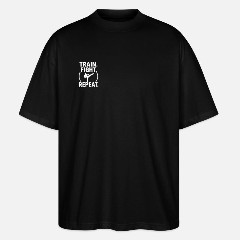 Train Fight Repeat - Stanley/Stella Oversized Unisex Bio T-Shirt Blaster 2.0 - Schwarz