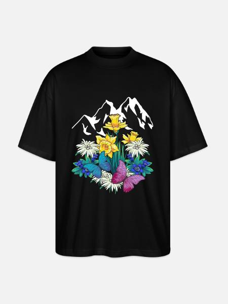 Østrig Tirol Forår Naturelskere Alm - Stanley/Stella Oversize Unisex Øko T-shirt Blaster 2.0 - sort
