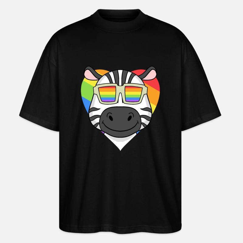Regenbogen - Zebra mit Brille - Stanley/Stella Oversized Unisex Bio T-Shirt Blaster 2.0 - Schwarz