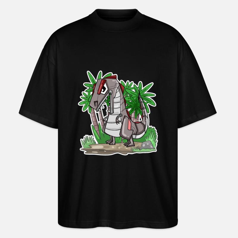 Robot Dino Dinosaur - Stanley/Stella Oversized Unisex Organic T-shirt Blaster 2.0 - black