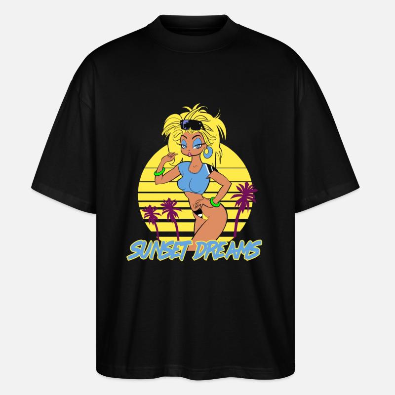 Sunset Dreams Pinup Pink - Stanley/Stella Oversized Unisex Bio T-Shirt Blaster 2.0 - Schwarz