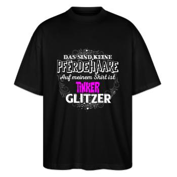 TINKER - Glitzer - Stanley/Stella Oversized Unisex Bio T-Shirt Blaster 2.0 - Schwarz - Vorne - Alina (178cm) & Michal (187cm)