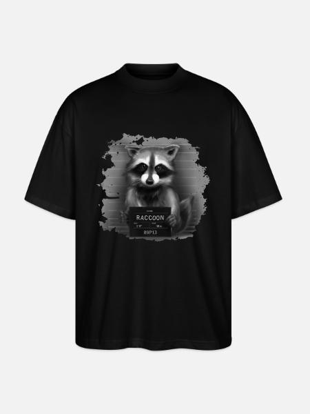 Raccoon Mugshot - Stanley/Stella Oversized Unisex Organic T-shirt Blaster 2.0 - black